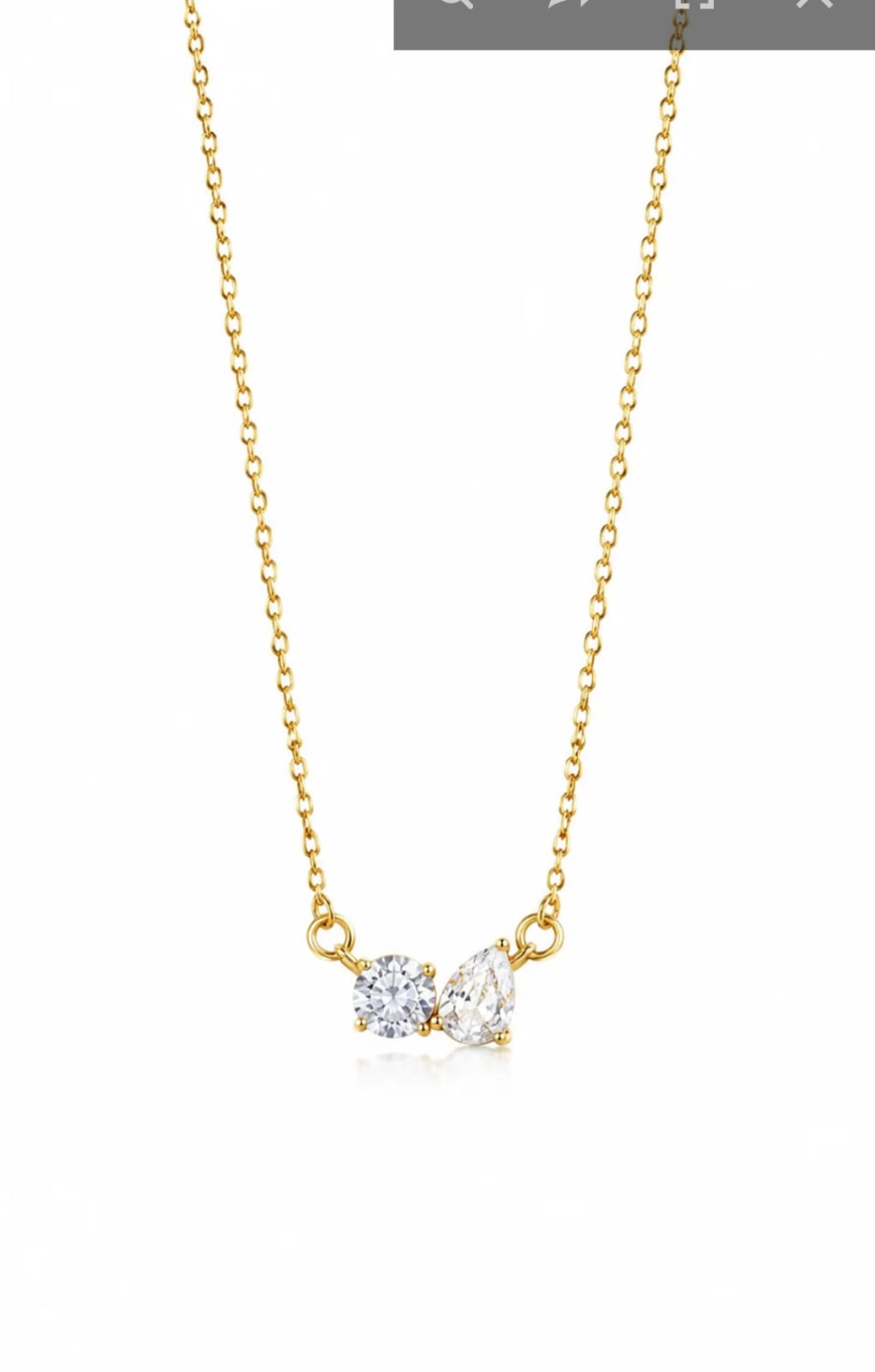 Minimal gold-plated necklace with diamond pendant