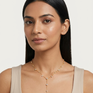 Bezel CZ Diamond Drop Y-Necklace | Gold Plated Necklace for Women