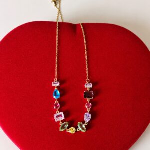 Gold Plated Multicolor Gemstone Necklace