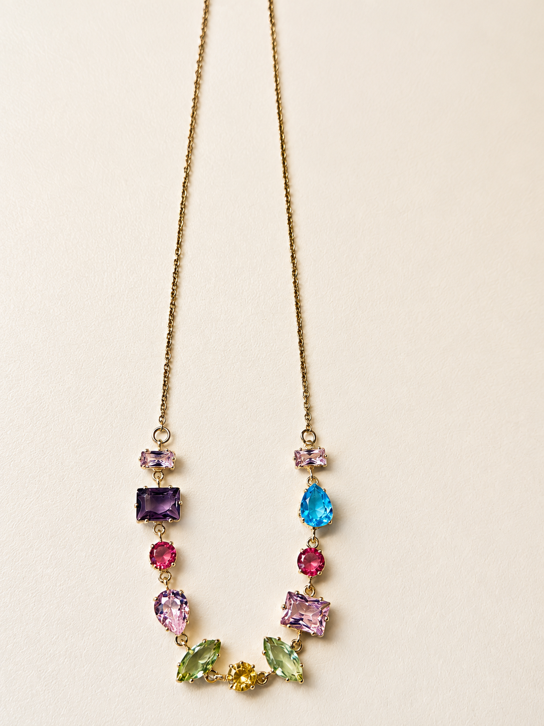 Gold Plated Multicolor Gemstone Necklace - Image 2