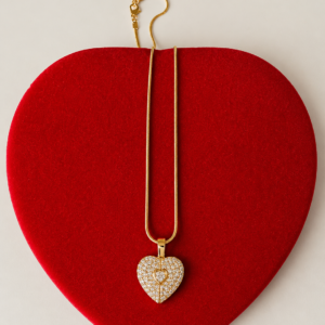 Gold Plated CZ Heart Pendant Necklace