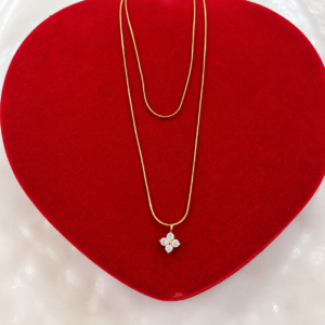 Layered Clover CZ Pendant Necklace | Gold Plated Necklace for Women