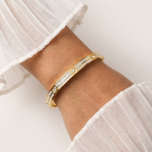Pave CZ Hinged Bangle Bracelet | Gold Plated Bracelet for Women