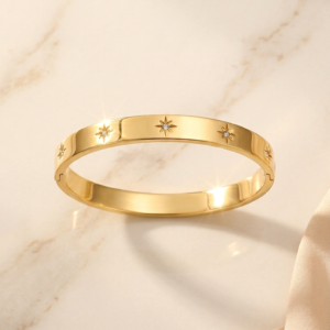 Star Burst CZ Bangle Bracelet | Gold Plated Bracelet for Women